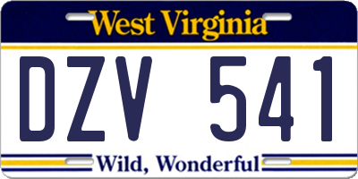 WV license plate DZV541