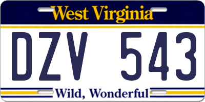 WV license plate DZV543