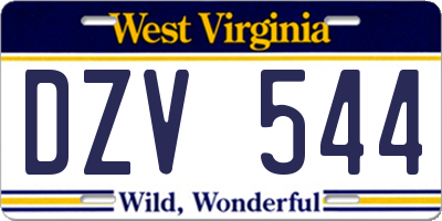 WV license plate DZV544