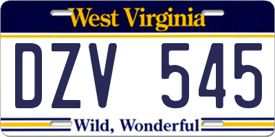 WV license plate DZV545