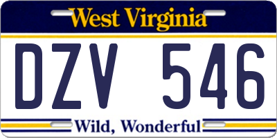 WV license plate DZV546