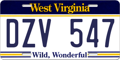 WV license plate DZV547