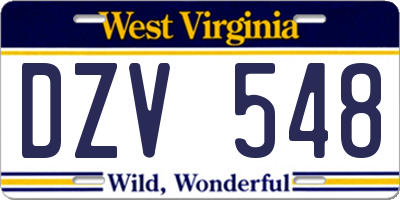 WV license plate DZV548