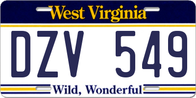 WV license plate DZV549