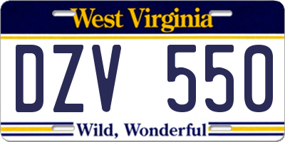 WV license plate DZV550