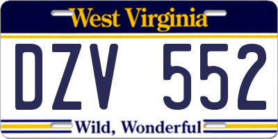 WV license plate DZV552