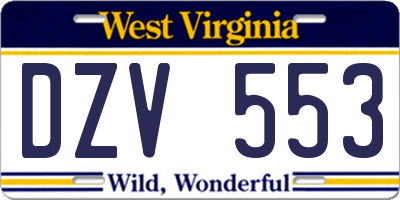 WV license plate DZV553