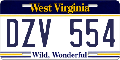 WV license plate DZV554