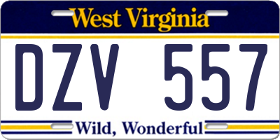 WV license plate DZV557