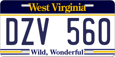 WV license plate DZV560