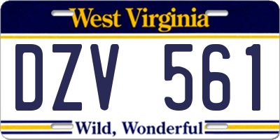 WV license plate DZV561