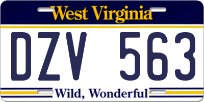 WV license plate DZV563