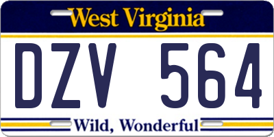 WV license plate DZV564