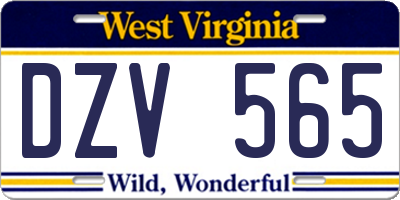 WV license plate DZV565