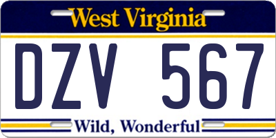 WV license plate DZV567