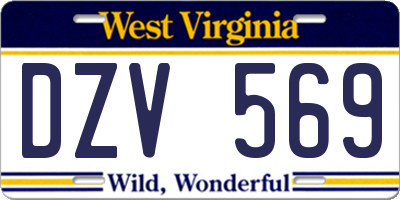 WV license plate DZV569