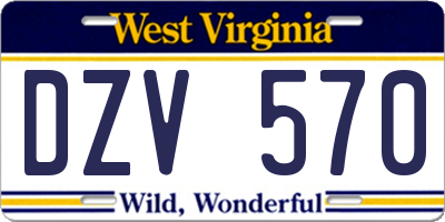 WV license plate DZV570