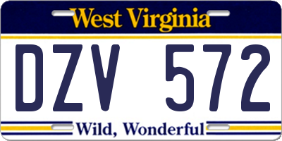 WV license plate DZV572