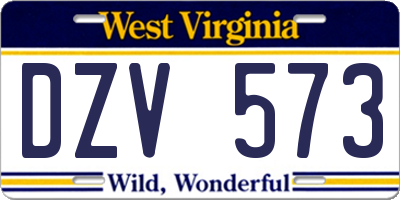 WV license plate DZV573