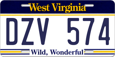 WV license plate DZV574