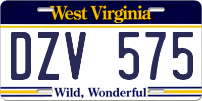 WV license plate DZV575