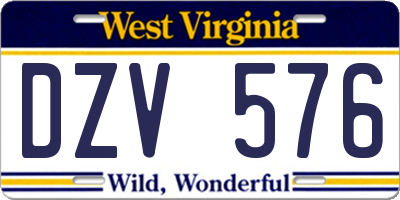 WV license plate DZV576