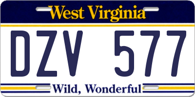 WV license plate DZV577