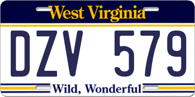 WV license plate DZV579