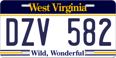 WV license plate DZV582