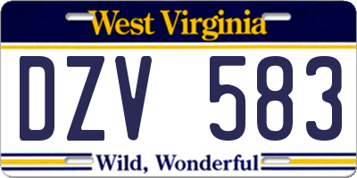 WV license plate DZV583