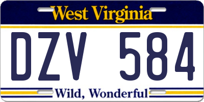 WV license plate DZV584