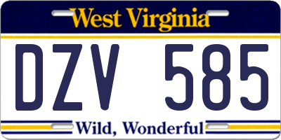 WV license plate DZV585