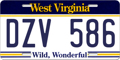 WV license plate DZV586