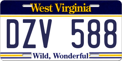 WV license plate DZV588