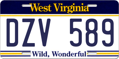 WV license plate DZV589