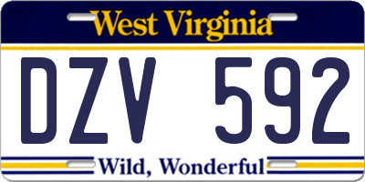 WV license plate DZV592