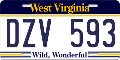 WV license plate DZV593