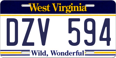 WV license plate DZV594