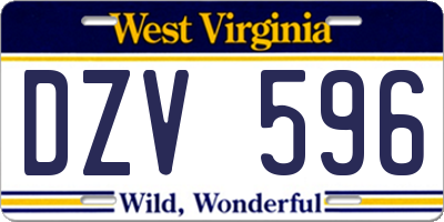 WV license plate DZV596