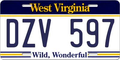 WV license plate DZV597