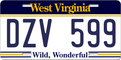 WV license plate DZV599