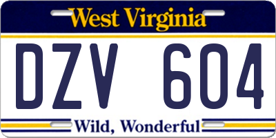 WV license plate DZV604