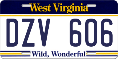 WV license plate DZV606