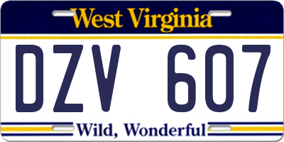 WV license plate DZV607