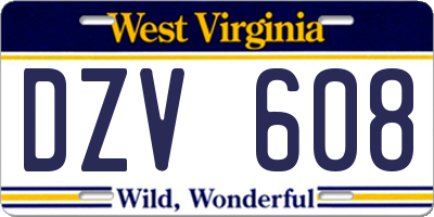 WV license plate DZV608