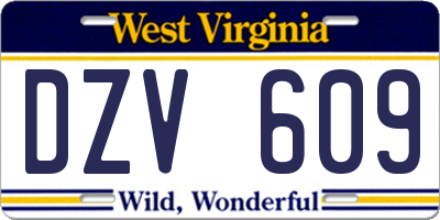 WV license plate DZV609