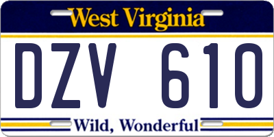 WV license plate DZV610