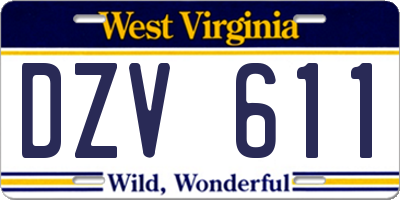 WV license plate DZV611