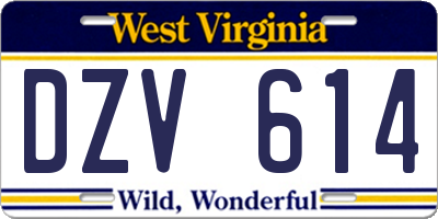 WV license plate DZV614