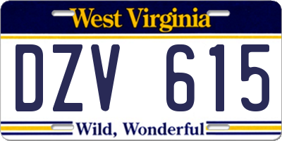 WV license plate DZV615